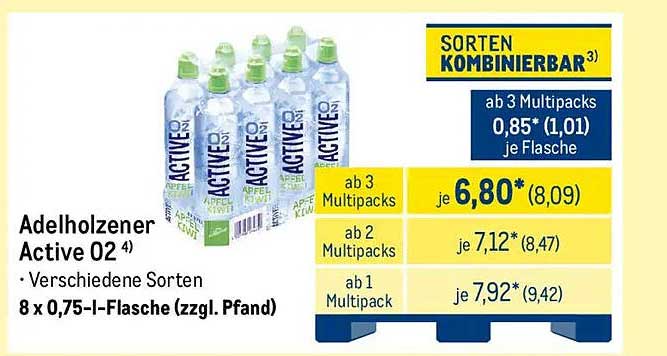 Adelholzener Active 02 – 8 x 0,75 l-Flasche (zzgl. Pfand)