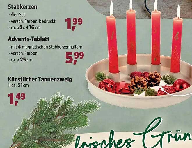 Advents-Tablett mit 4 magnetischen Stabkerzenhaltern – verschiedene Farben