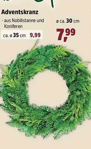 Adventskranz aus Nobiliestanne und Koniferen Ø ca. 30 cm