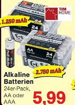 Alkaline Batterien 24-er Pack, AA oder AAA