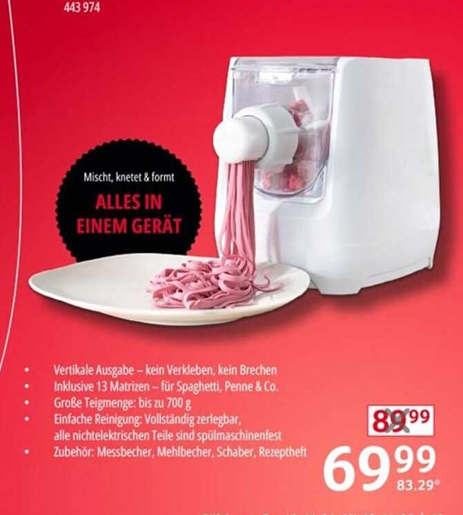 ALL IN ONE TEIGMASCHINE - MISCHT, KNETET & FORM GENIEßE VON SPAGHETTI BIS PENNE
