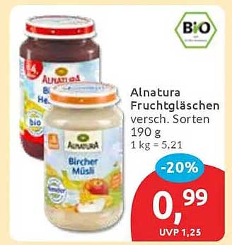 Alnatura Fruchtgläschen verschiedene Sorten 190 g