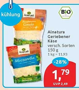 Alnatura Geriebener Käse - verschiedene Sorten, 150 g