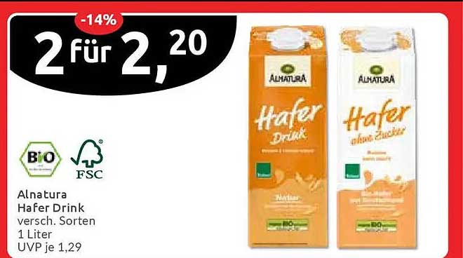 Alnatura Hafer Drink 2 für 2,20 €
