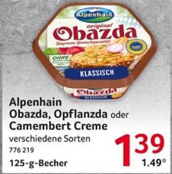 Alpenhain Obazda, Opflanzda oder Camembert Creme 125-g-Becher