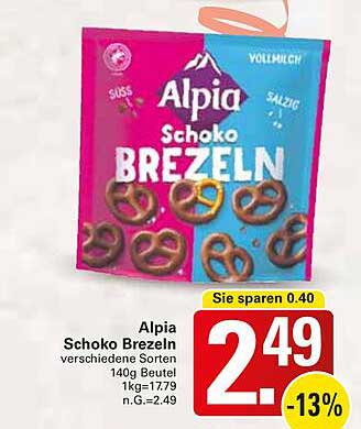 Alpia Schoko Brezeln verschiedene Sorten 140g Beutel