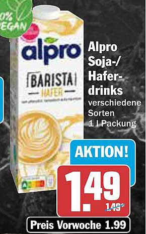 Alpro Soja-/Haferdrinks - verschiedene Sorten, 1 L Packung