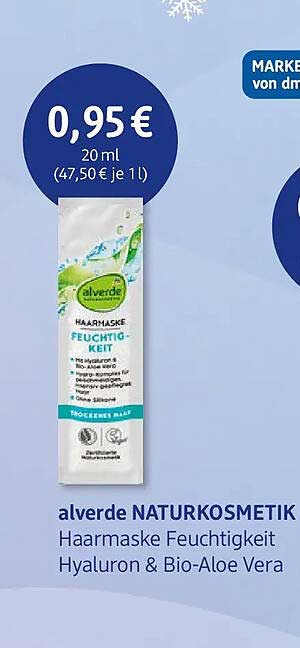 alverde Haarmaske Feuchtigkeit Hyaluron & Bio-Aloe Vera