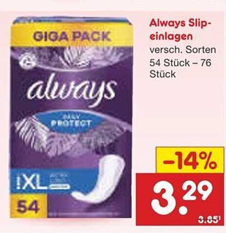 Always Slipeinlagen, Giga Pack – 76 Stück