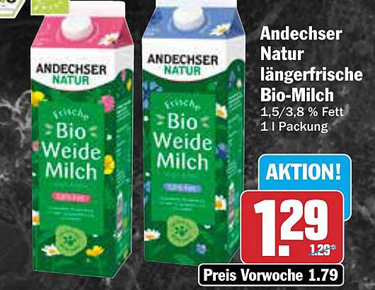 Andechser Natur längerfrische Bio-Milch 1 l