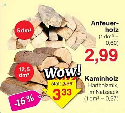 Anfeuerholz und Kaminholz im Angebot bei Jawoll