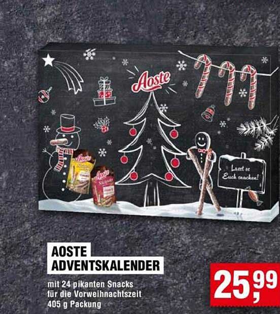 Aoste Adventskalender mit 24 pikanten Snacks für die Vorweihnachtszeit - 405 g
