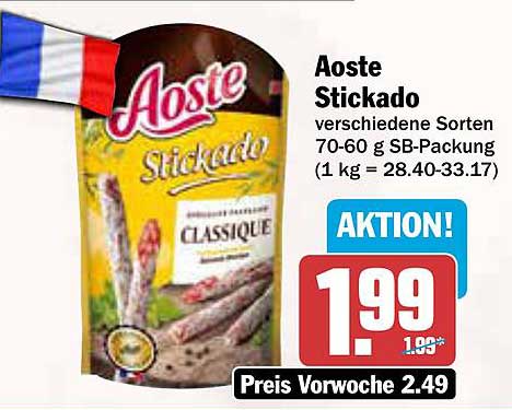 Aoste Stickado verschiedene Sorten 70-60 g SB-Packung