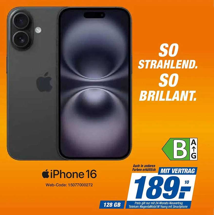 Apple iPhone 16 mit 128 GB - Vertrag