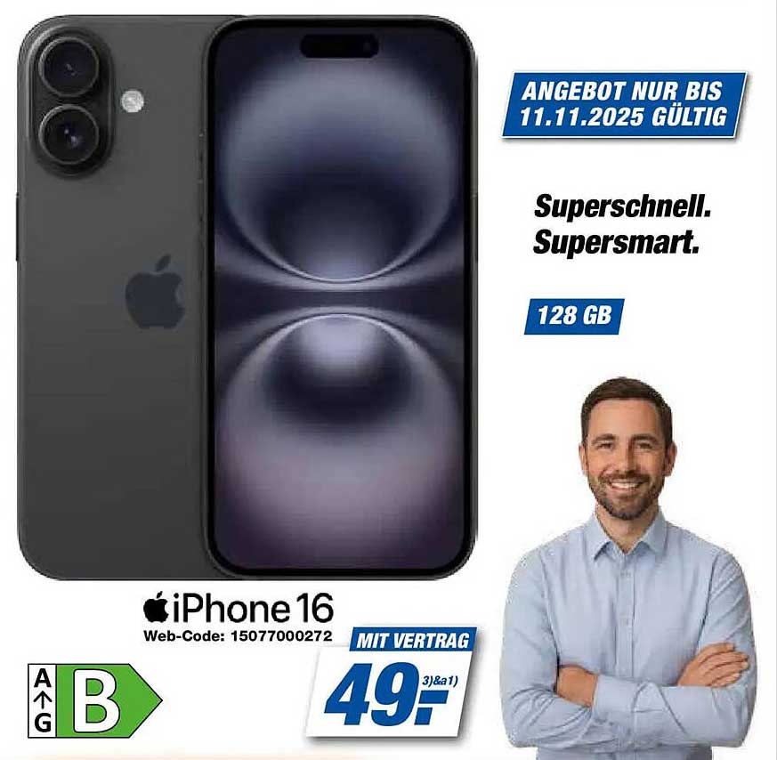 Apple iPhone 16 mit Vertrag für nur 49€!