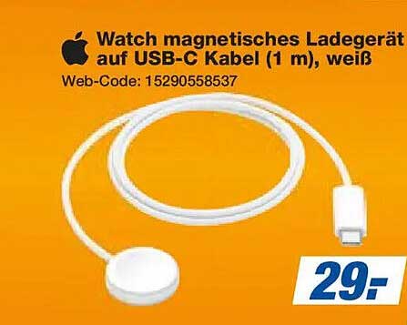 Apple Watch magnetisches Ladegerät auf USB-C Kabel (1 m), weiß
