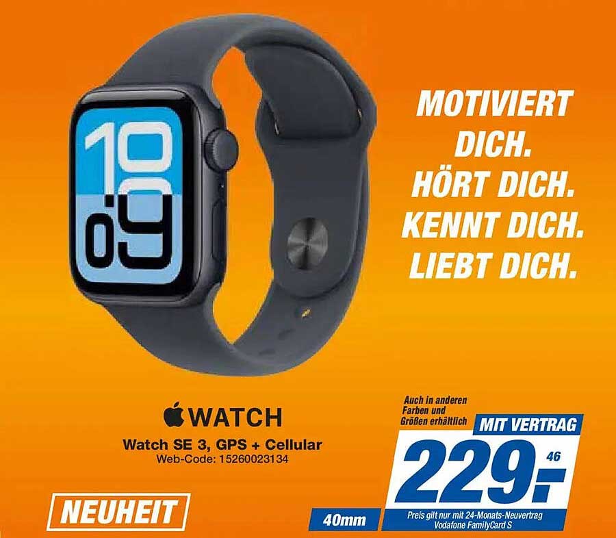 Apple Watch SE 3, GPS + Cellular 40mm - Neuheit