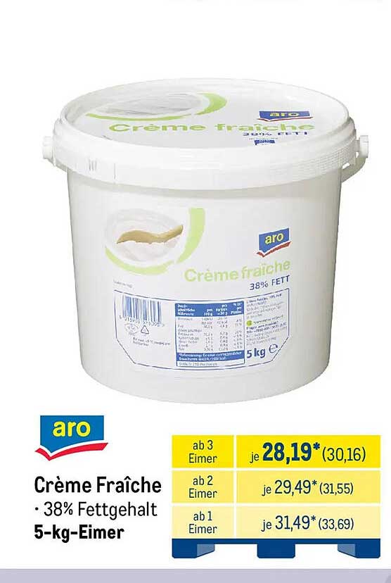 aro Crème Fraîche 5-kg-Eimer – 38% Fettgehalt
