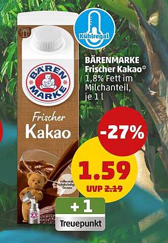 BÄRENMARKE Frischer Kakao 1,8% Fett, 1 l