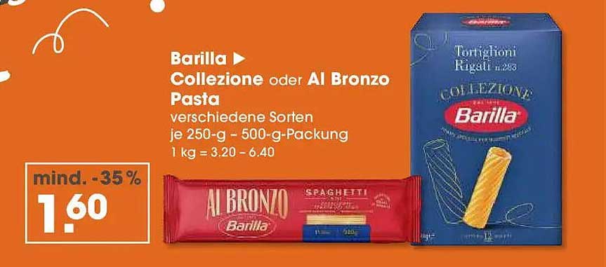 Barilla Collezione oder Al Bronzo Pasta - Verschiedene Sorten