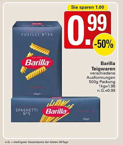 Barilla Teigwaren 500g - verschiedene Ausformulierungen