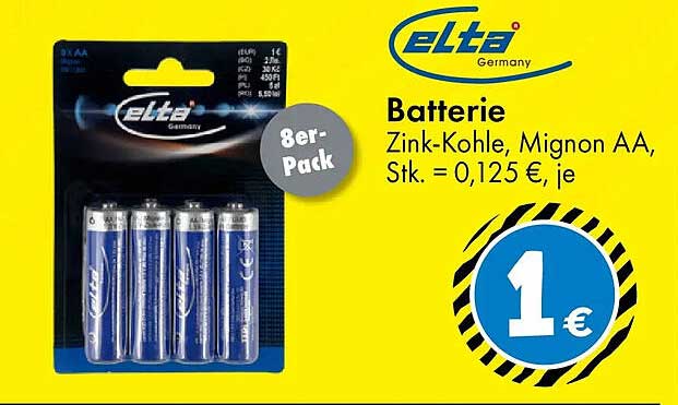 Batterie - Zink-Kohle, Mignon AA, 8er-Pack