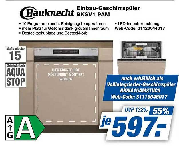 Bauknecht Einbau-Geschirrspüler BKSV1 PAM