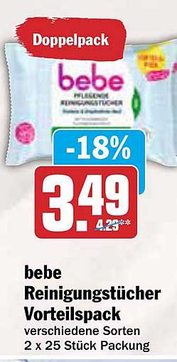 bebe Reinigungstücher Vorteilspack 2 x 25 Stück