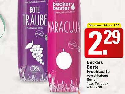 Beckers Beste Fruchtsäfte 1L - Rote Traube & Maracuja