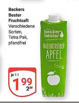 Beckers Bester Fruchtsaft, verschiedene Sorten, Tetra Pak, pfandfrei