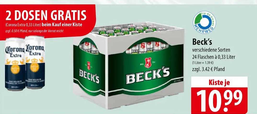 Beck's Bier 24er Kiste - verschiedene Sorten