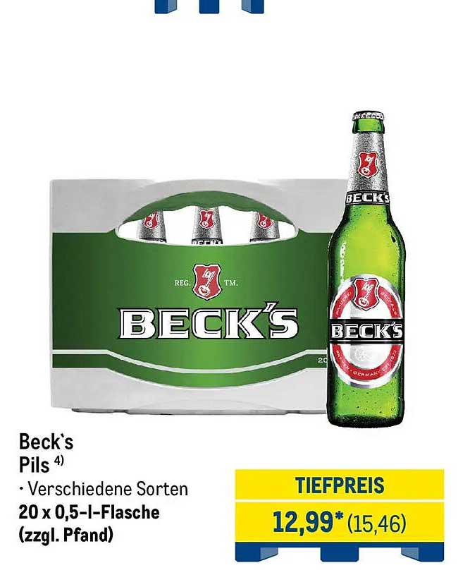 Beck's Pils 20 x 0,5 l-Flasche (zzgl. Pfand)