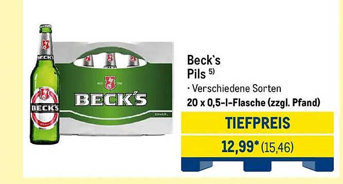Beck's Pils 20 x 0,5-l-Flasche (zzgl. Pfand)