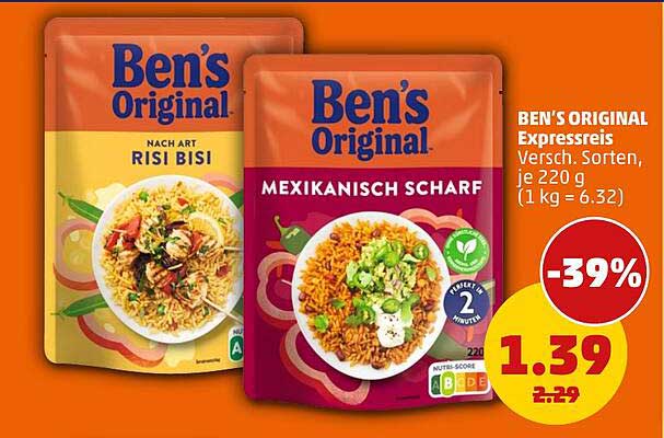 BEN'S ORIGINAL Expressreis Versch. Sorten, je 220 g