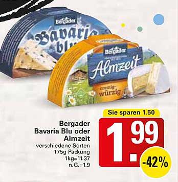 Bergader Bavaria Blu oder Almzeit - 175g Packung