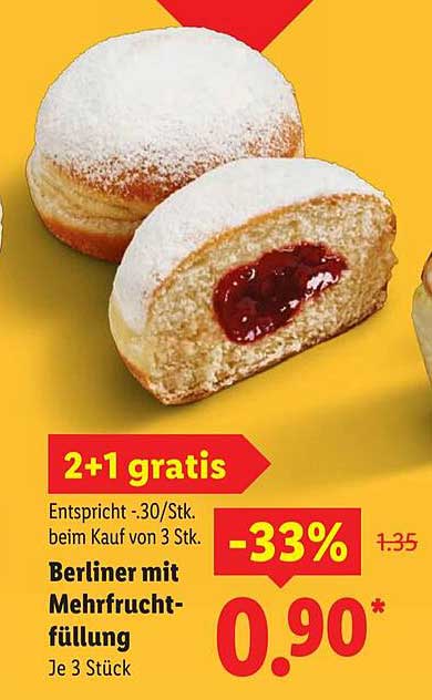 Berliner mit Mehrfruchtfüllung – 2+1 gratis!