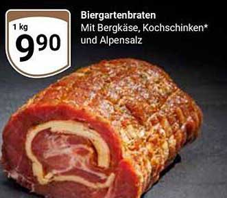 Biergartenbraten mit Bergkäse, Kochschinken und Alpensalz