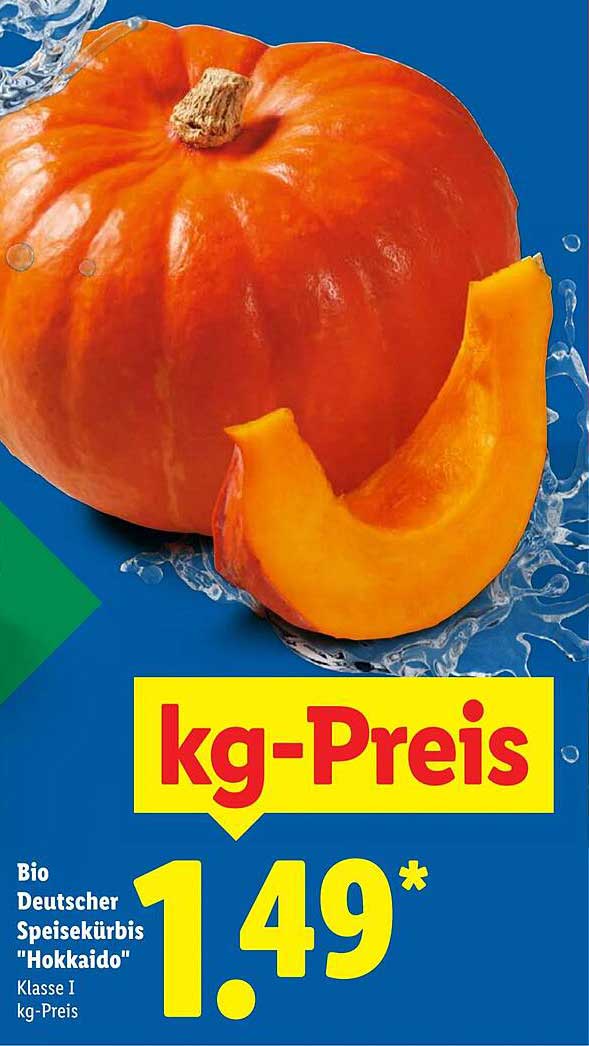 Bio Deutscher Speisekürbis "Hokkaido" Klasse I kg-Preis