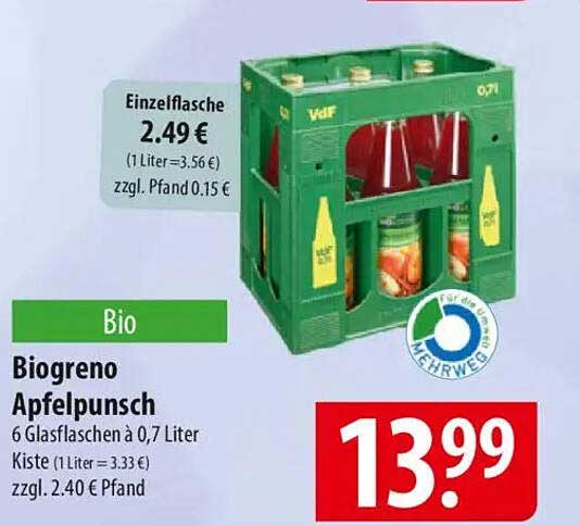 Biogreno Apfelpunsch 6x0,7L