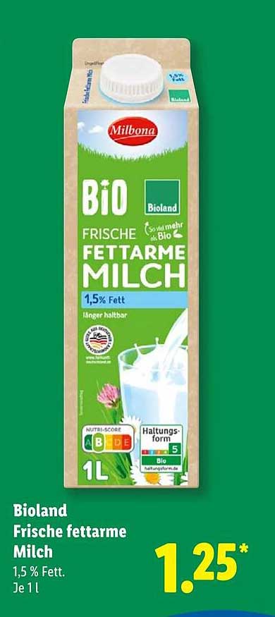 Bioland Frische fettarme Milch 1,5 % Fett