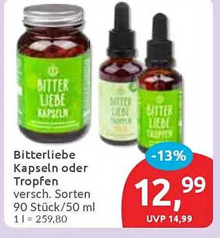 Bitterliebe Kapseln oder Tropfen – verschiedene Sorten