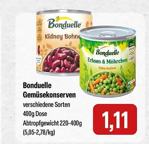 Bonduelle Gemüsekonserven verschiedene Sorten 400g Dose