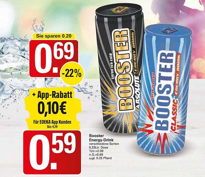 Booster Energy-Drink verschiedene Sorten 0,33L Dose