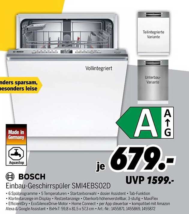 BOSCH Einbau-Geschirrspüler SMI4EBS02D