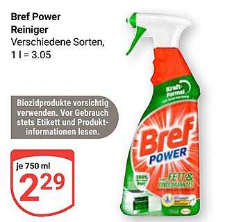Bref Power Reiniger – Verschiedene Sorten, 750 ml für nur 2,29 €