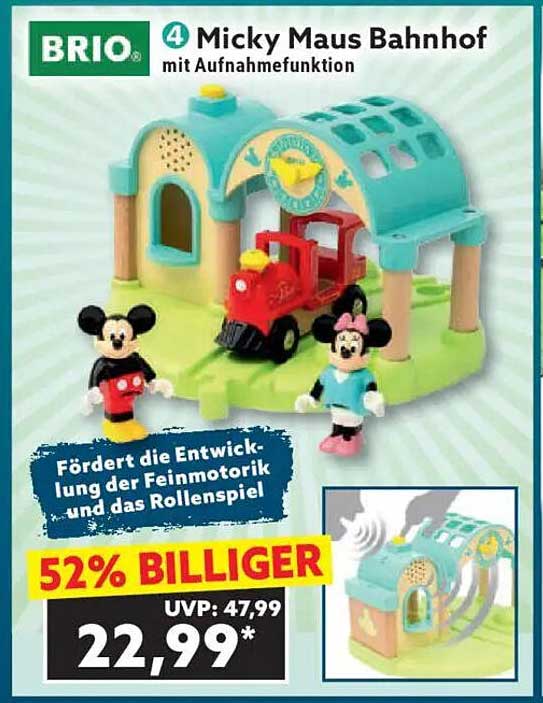 BRIO Micky Maus Bahnhof mit Aufnahmefunktion