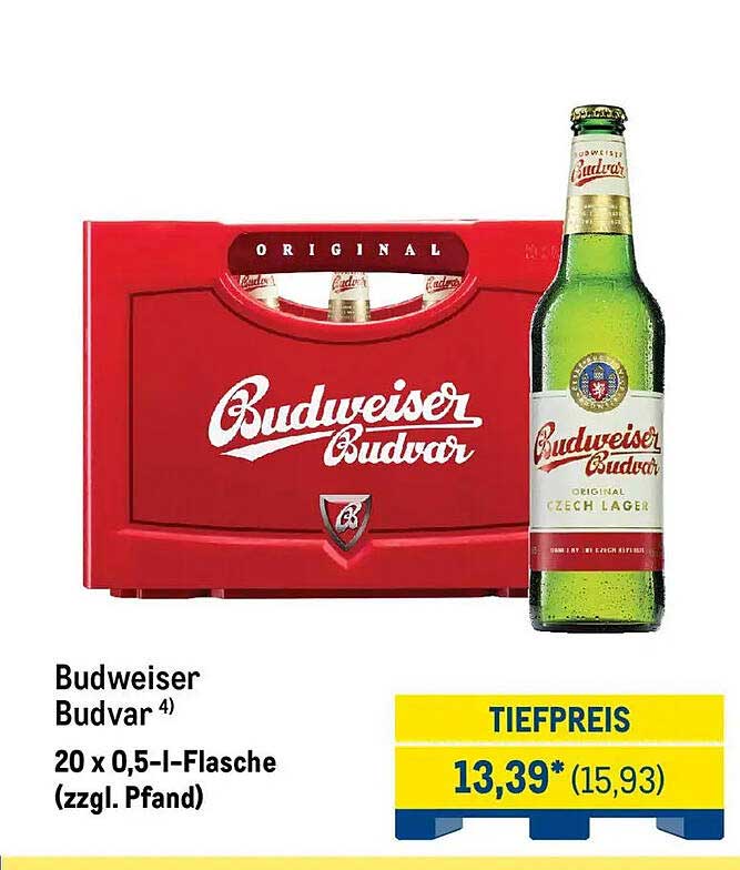 Budweiser Budvar 20 x 0,5-l-Flasche (zzgl. Pfand)