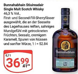 Bunnahabhain Stiuireadair Single Malt Scotch Whisky 46,3 % Vol.