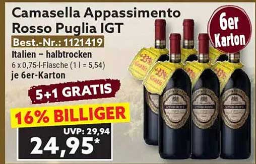 Camasella Appassimento Rosso Puglia IGT - 6er Karton