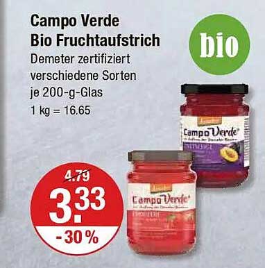 Campo Verde Bio Fruchtaufstrich - 30% Rabatt auf verschiedene Sorten